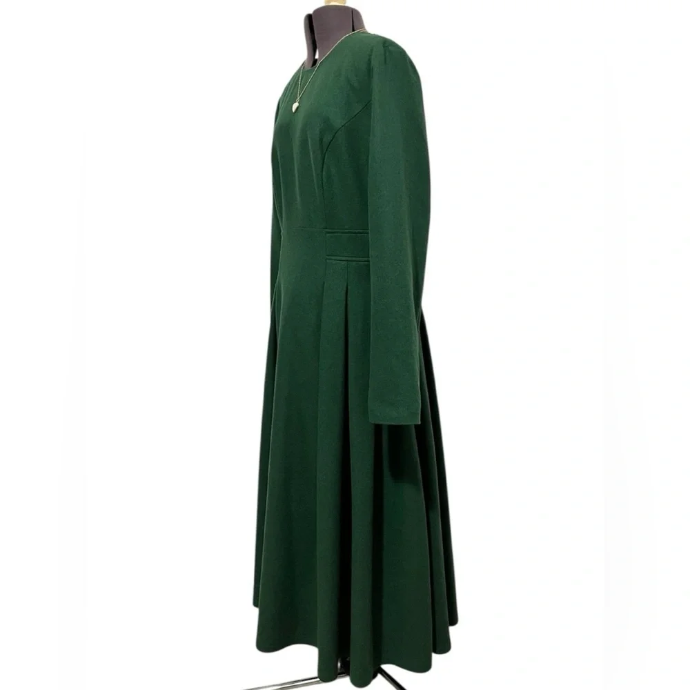 Xiaolizi Wool Blend Fit & Flare Green Long Sleeve Dress Size S - Picture 6 of 9
